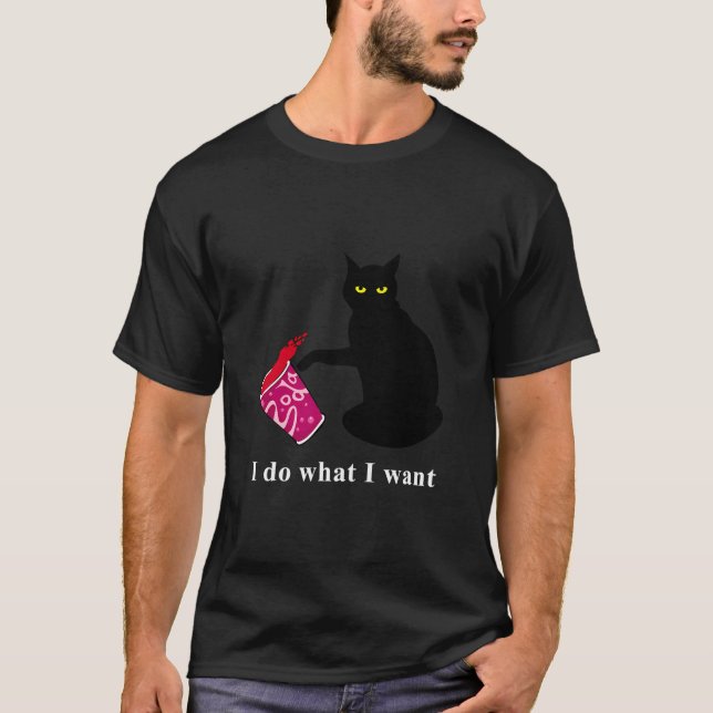 T-shirt Drôle Chat Noir Faire Ce Que Je Veux (Devant)