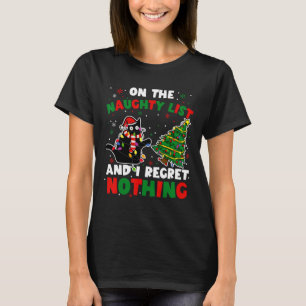 T-shirt Drôle Chat Noir Naughty Père Noël Noël Noël Fêtes 