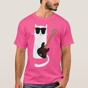 T-shirt Drôle Chat porter des lunettes de soleil Jouer Bas