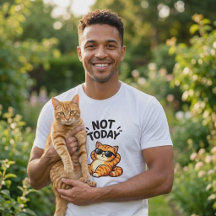 T-shirt drôle chat roux tabby pas aujourd'hui