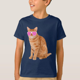 T-shirt Drôle Chat Tabby Orange Avec Lunettes De Soleil