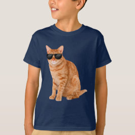 T-shirt Drôle Chat Tabby Orange Avec Lunettes De Soleil