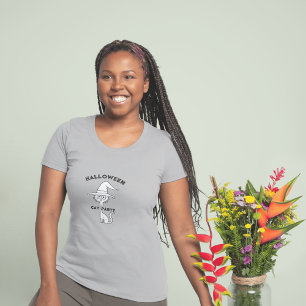 T-shirt drôle chatte noire halloween femme de la fête T-Sh