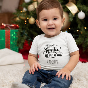 T-Shirt Drôle Cher Père Noël Il l'a fait Nom Personnalisé