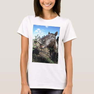 T-shirt Drôle Cheval brun visage