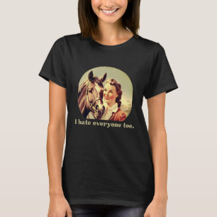 T-shirt Drôle Cheval Design Je Déteste Tout Le Monde Pour 