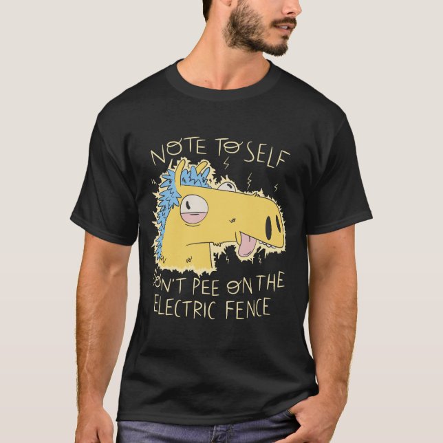 T-shirt Drôle Cheval Ne Pisser Pas Sur La clôture Électriq (Devant)