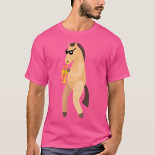 T-shirt Drôle Cheval Portant Des Lunettes De Soleil Jouant