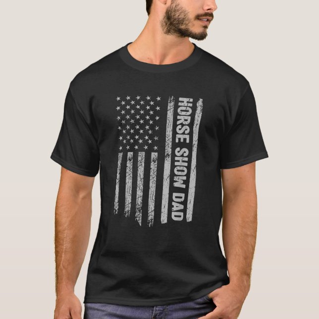 T-shirt Drôle Cheval Show Papa America Drapeau US Patriot  (Devant)