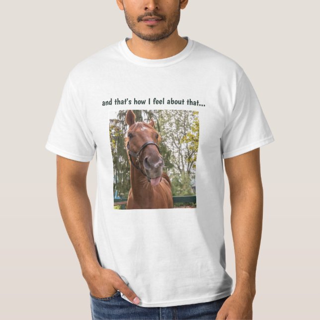 T-shirt Drôle Cheval Sticking Out Tongue (Devant)