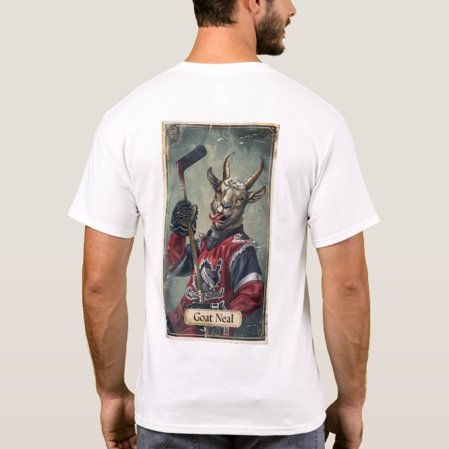 T-shirt Drôle Chèvre Joueur de Hockey Supérieur pont carte (Dos)