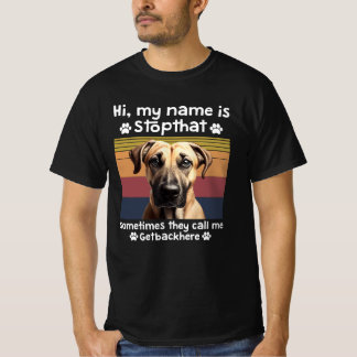 T-shirt Drôle Chien à la Bouche Noire Dit