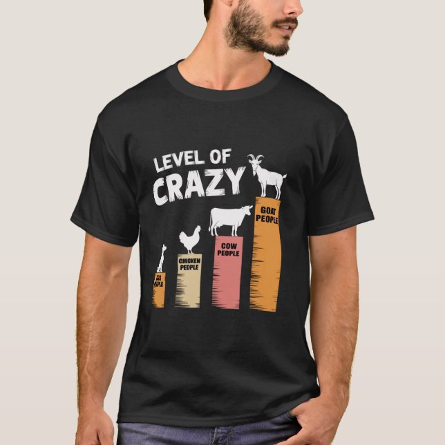 T-shirt Drôle Chien Chicken Vache et chèvre niveau fou Fem (Devant)