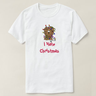 T-shirt Drôle Chien Je déteste Noël Fêtes Lumières