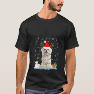 T-shirt Drôle chien maltais laide doux lumières de Noël V