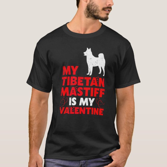 T-shirt Drôle Chien Mon Mastiff Tibétain Est Ma Saint Vale (Devant)