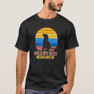 T-shirt Drôle Chien Pet Graphisme Tee - Tenir Ma Bière Je