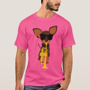 T-shirt Drôle chien portant des lunettes de soleil Jouer d
