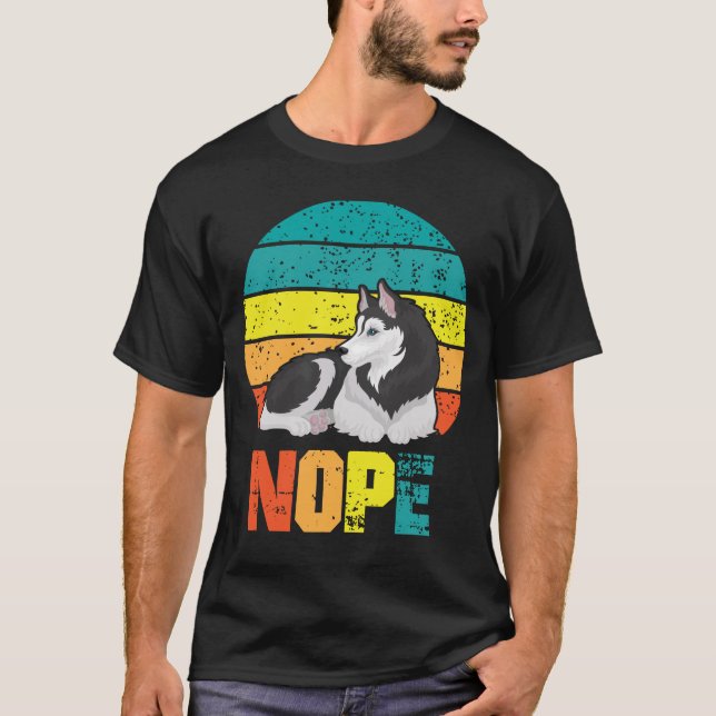 T-shirt Drôle Chien Stubborn Husky Lazy Puppy (Devant)