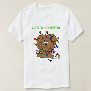 T-shirt Drôle Chien Tangled Lumières Je déteste Noël