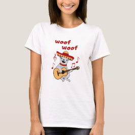 T-shirt Drôle Chihuahua jouant de la guitare. Petit chien