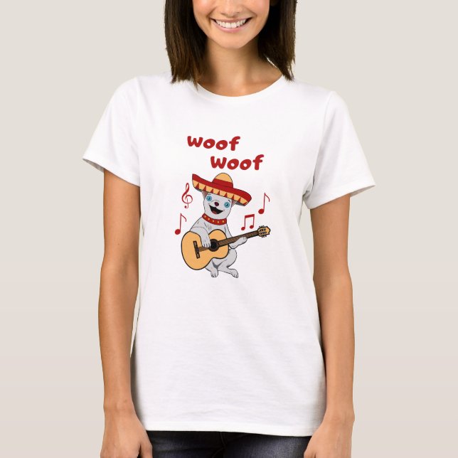 T-shirt Drôle Chihuahua jouant de la guitare. Petit chien (Devant)