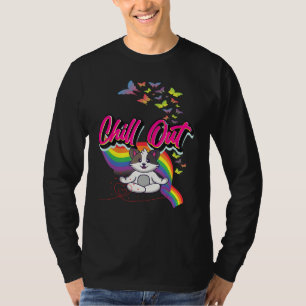 T-shirt Drôle Chill Out mignon chat Méditer Graphique de m