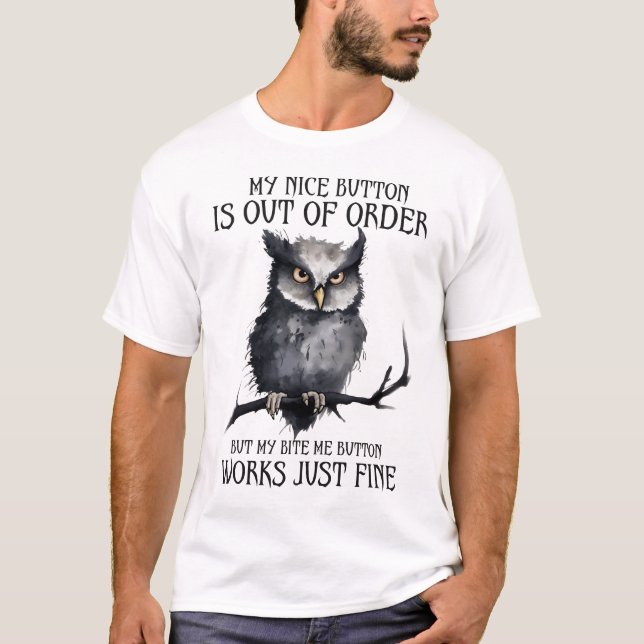 T-shirt Drôle Chouette Grumpy Dit (Devant)