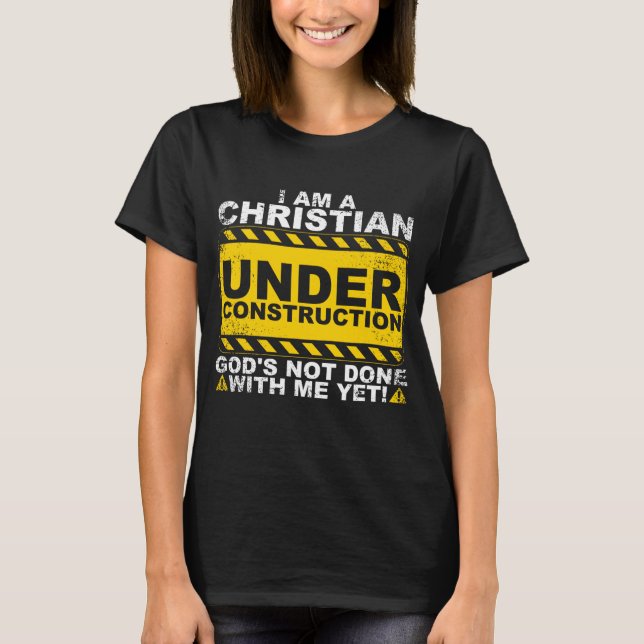 T-shirt Drôle Chrétien en construction Cadeau Catholique M (Devant)