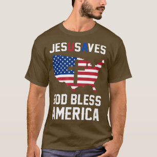 T-shirt Drôle Christian Jesus Saves Patriotique USA Dieu B