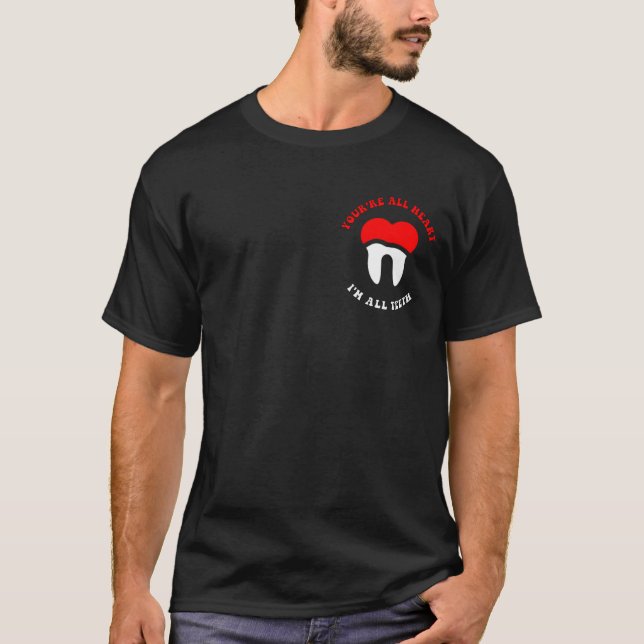 T-shirt Drôle Coeur et dents dentaires (Devant)