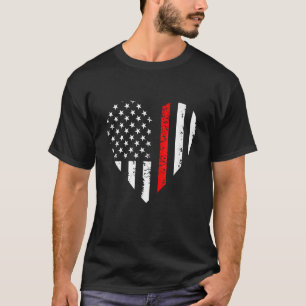 T-shirt Drôle Coeur pompier Patriotique américain Drapeau