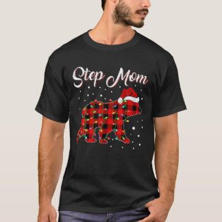T-shirt Drôle Correspondant Buffalo Plaid Étape Maman Ours