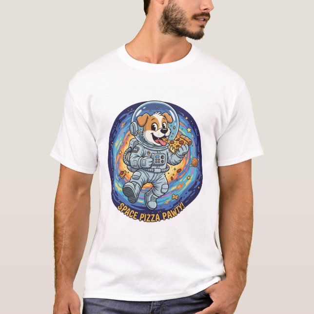 T-shirt Drôle Cosmique Pizza Party Tee pour adultes et Ado (Devant)