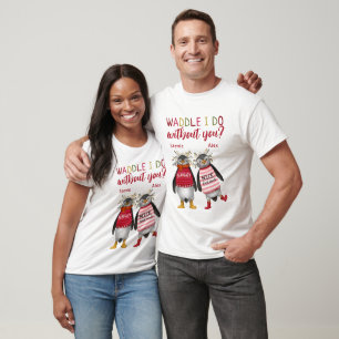 T-shirt Drôle Couples de pingouins rouges qui corresponden