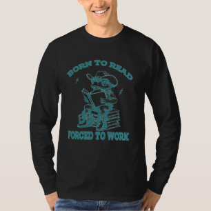 T-shirt Drôle Cowboy Frog Né Pour Lire Forcé À Travailler 