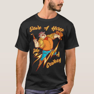 T-shirt Drôle Cowboy Sauvez Un Cheval Ride Cowboys Equestr