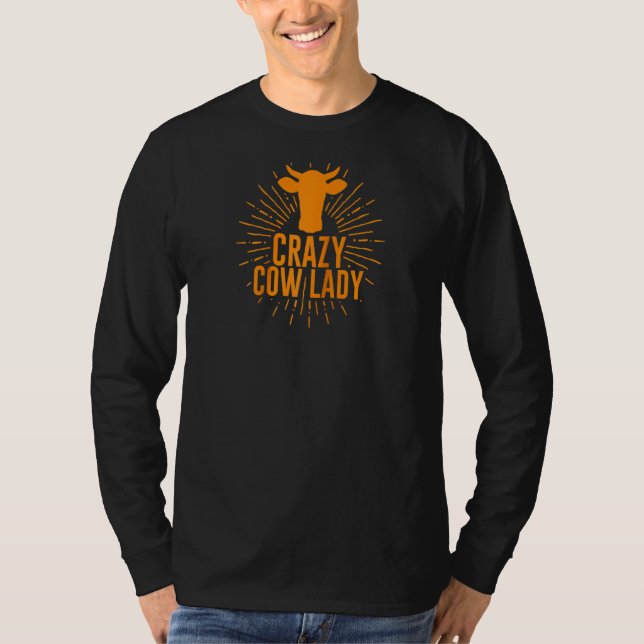 T-shirt Drôle Crazy Vache Lady Vache Pour Filles Femmes Co (Devant)
