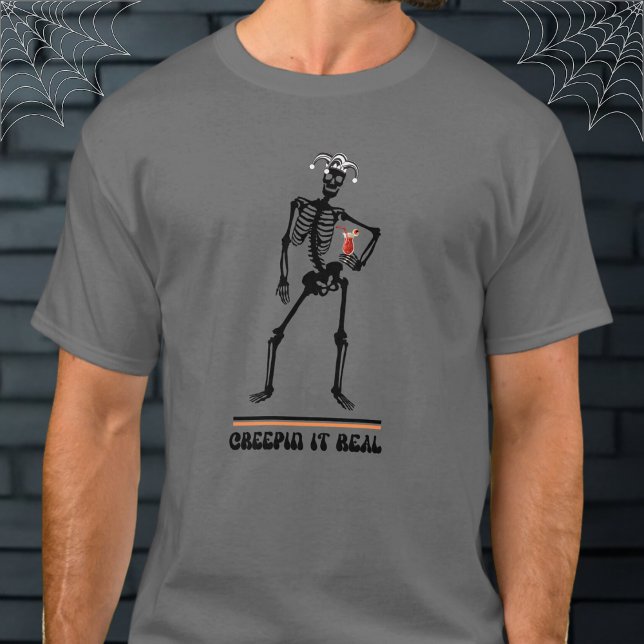 T-shirt Drôle Creepin It Real Skeleton Boire Halloween (Créateur téléchargé)