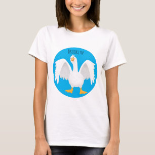 T-shirt Drôle curieuse dessin animé d'oie domestique