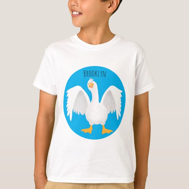 T-shirt Drôle curieuse dessin animé d'oie domestique (Devant)