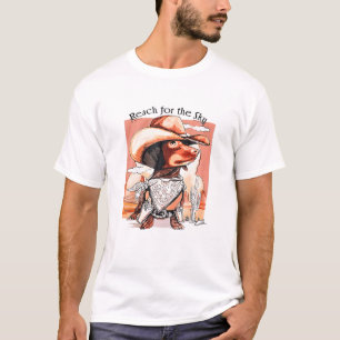 T-shirt Drôle Dachshund Chien Cowboy Casquette Reach Sky W