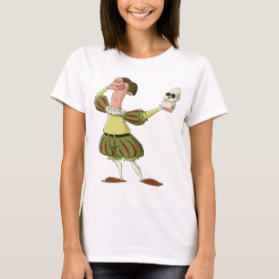 T-shirt Drôle d'acteur de Hamlet Shakespeare tenant un crâ