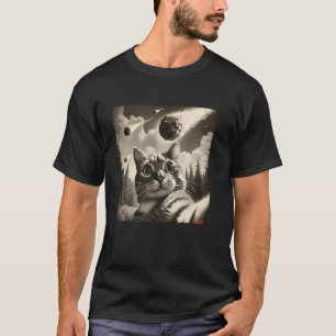T-shirt Drôle de 2024 YR4 Astéroïde Impact Terre Chat Self