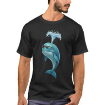 T-shirt drôle de baleine bleue en 3D