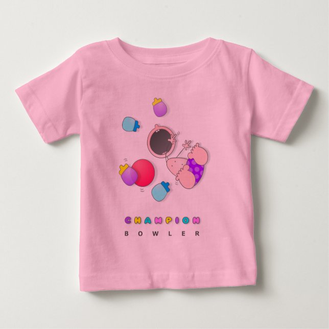 T-shirt drôle de bébé de bowling (Devant)