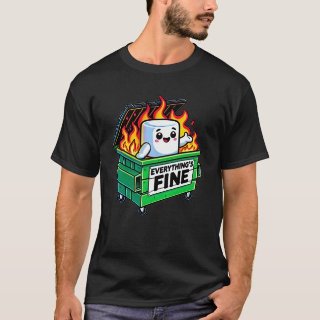 T-shirt drôle de benne feu tout fin marshmallow (Devant)