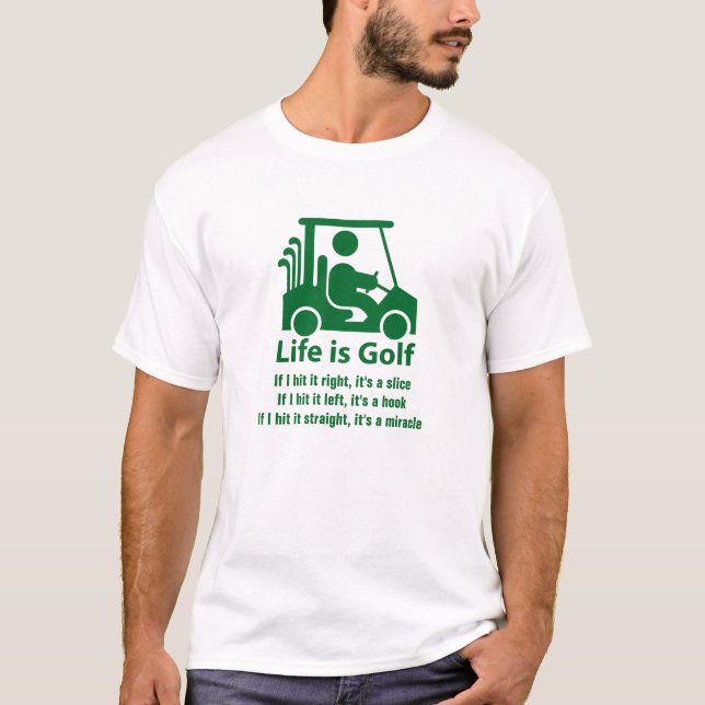 T-shirt drôle de blanc de vert de golfeur de (Devant)