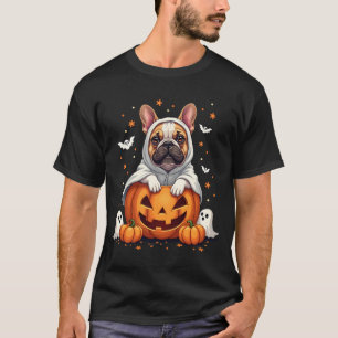 T-shirt Drôle de Bulldog Anglais Fantôme Boo Halloween Fem