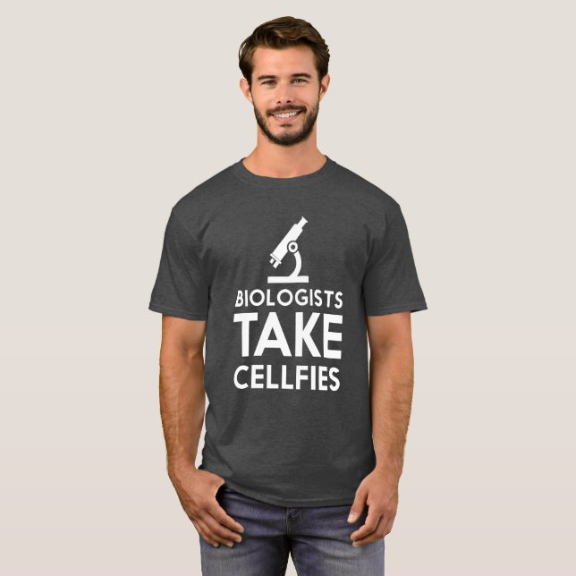 T-shirt drôle de cellfies de prise de biologistes (Devant entier)